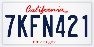 CA license plate 7KFN421
