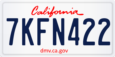CA license plate 7KFN422