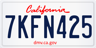 CA license plate 7KFN425