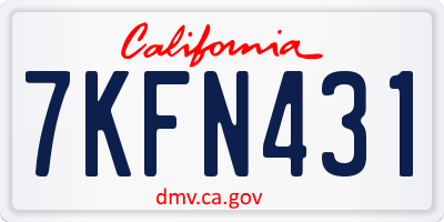 CA license plate 7KFN431