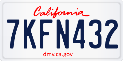 CA license plate 7KFN432