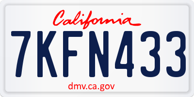 CA license plate 7KFN433