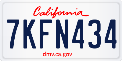 CA license plate 7KFN434