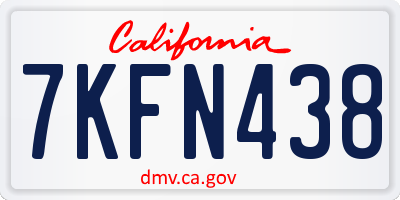 CA license plate 7KFN438