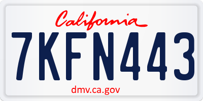 CA license plate 7KFN443
