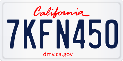 CA license plate 7KFN450