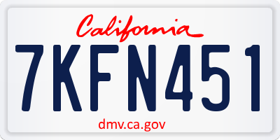 CA license plate 7KFN451