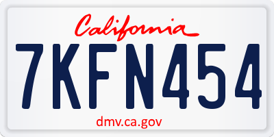 CA license plate 7KFN454