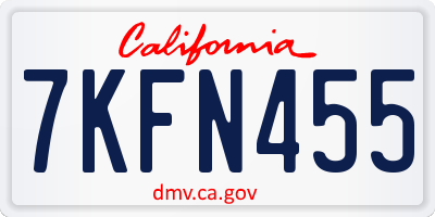 CA license plate 7KFN455