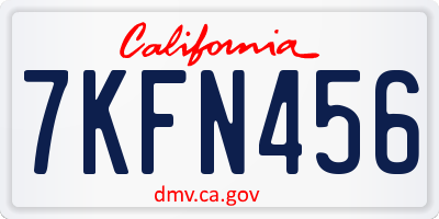 CA license plate 7KFN456