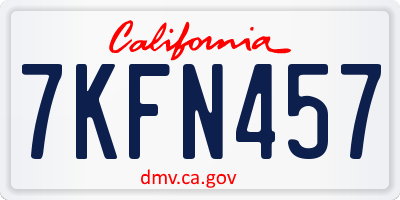 CA license plate 7KFN457