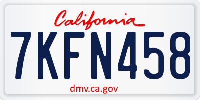 CA license plate 7KFN458