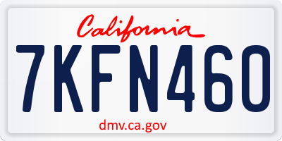 CA license plate 7KFN460