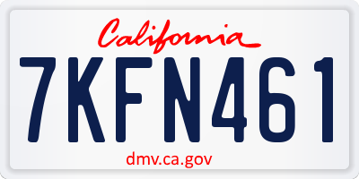CA license plate 7KFN461