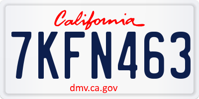 CA license plate 7KFN463