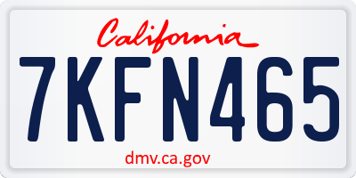 CA license plate 7KFN465