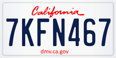 CA license plate 7KFN467