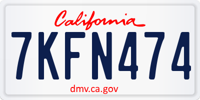 CA license plate 7KFN474