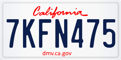 CA license plate 7KFN475