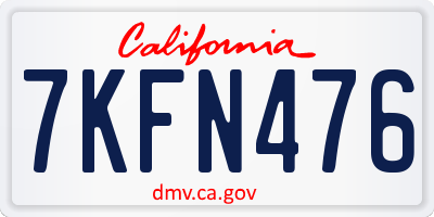 CA license plate 7KFN476