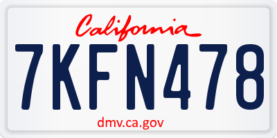 CA license plate 7KFN478