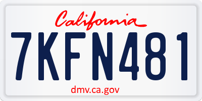 CA license plate 7KFN481