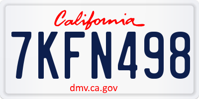 CA license plate 7KFN498