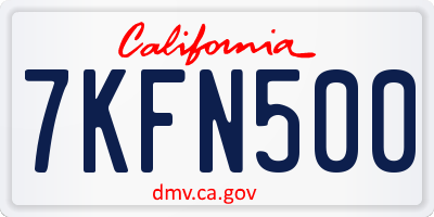 CA license plate 7KFN500