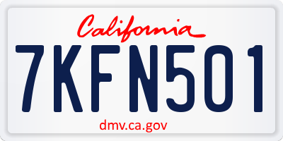 CA license plate 7KFN501