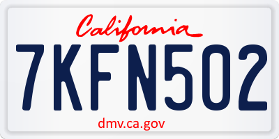 CA license plate 7KFN502