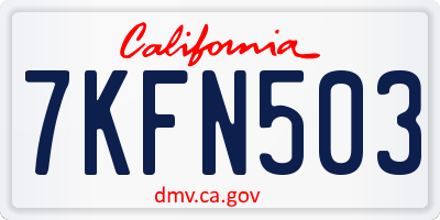 CA license plate 7KFN503