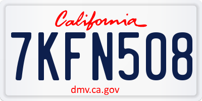CA license plate 7KFN508
