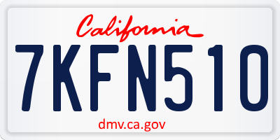 CA license plate 7KFN510