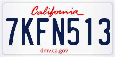 CA license plate 7KFN513