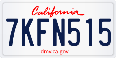 CA license plate 7KFN515