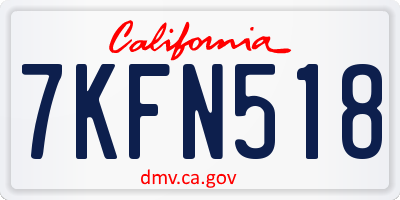 CA license plate 7KFN518