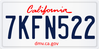 CA license plate 7KFN522