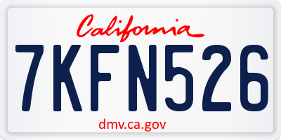 CA license plate 7KFN526