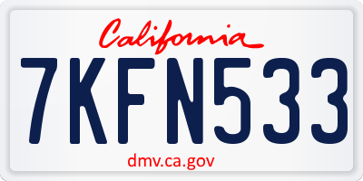 CA license plate 7KFN533