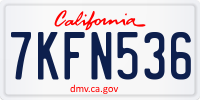 CA license plate 7KFN536