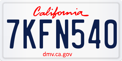 CA license plate 7KFN540