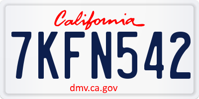 CA license plate 7KFN542