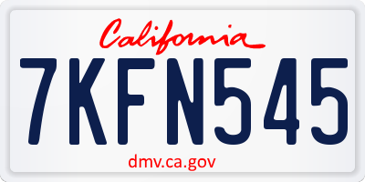 CA license plate 7KFN545
