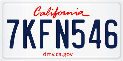CA license plate 7KFN546