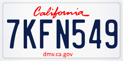 CA license plate 7KFN549