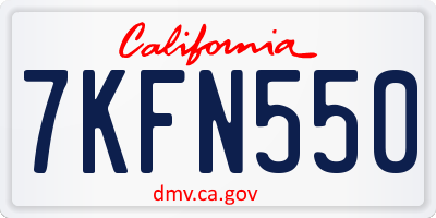 CA license plate 7KFN550