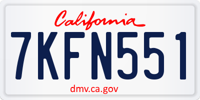 CA license plate 7KFN551