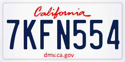 CA license plate 7KFN554