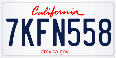 CA license plate 7KFN558