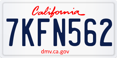 CA license plate 7KFN562